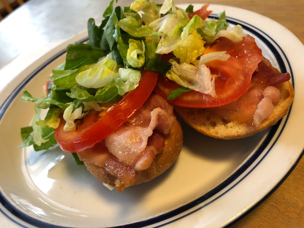 BLT on a plate served for breakfast to author Bette Bono