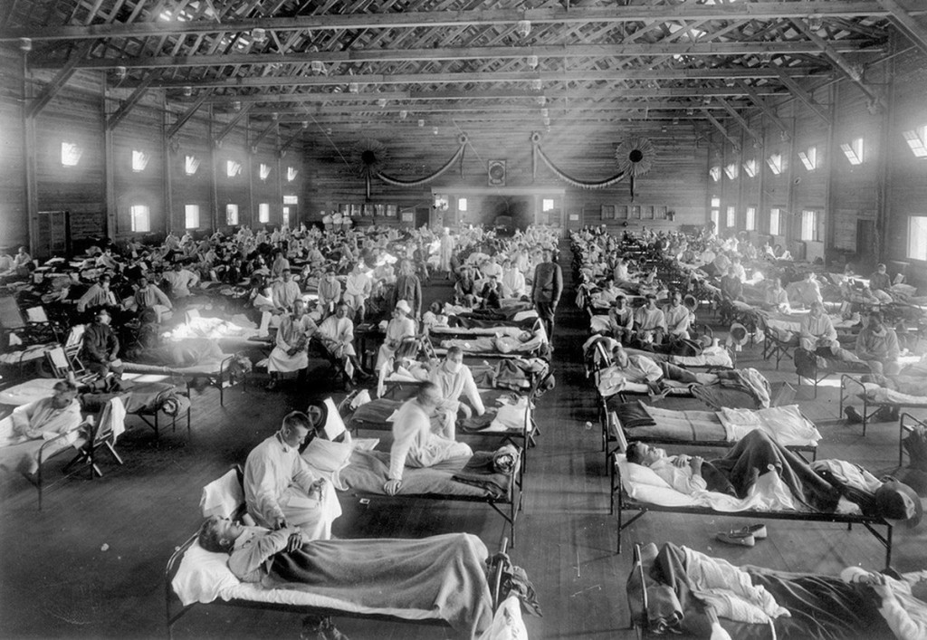 Ward in Kansas handling Spanish flu victims in 1918.