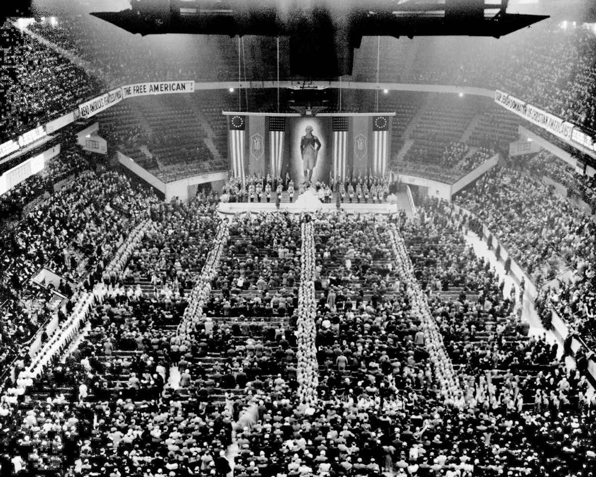 The 1939 German American Bund rally held at Madison Square Garden.